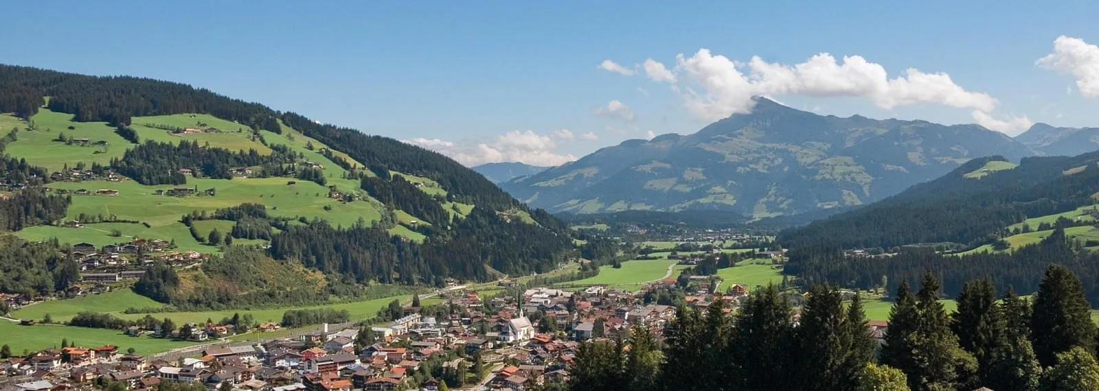 Kirchberg in Tirol im Sommer / Blick auf Sonnberg und Kitzb&uuml;hler Horn